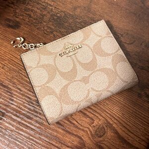 Coach Beige Monogram wallet  with Gold zipper